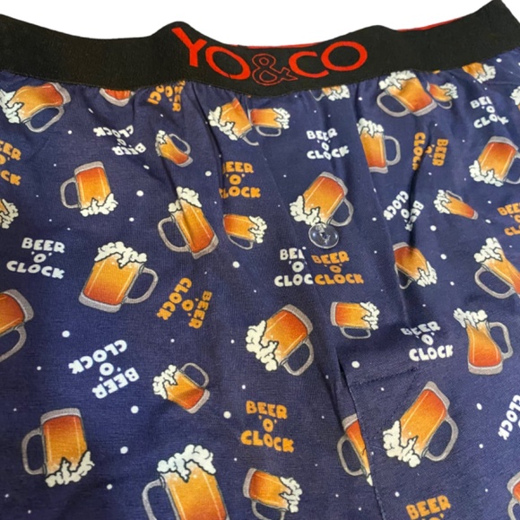 Mens Yo And Co Boxers Beer O Clock - Size M Navy Graphic Stretch Breathable New - Picture 9 of 11
